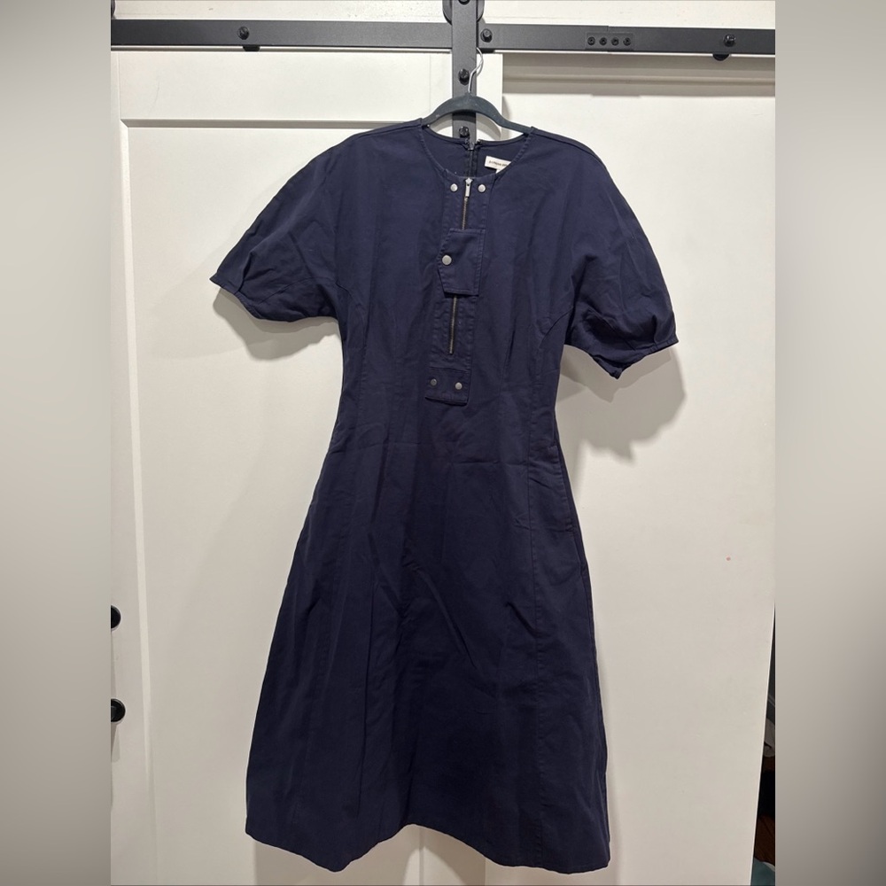 NWT! Banana Republic Stretch-Column Twill Utility Midi Dress medium m navy blue - Picture 6 of 7
